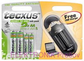 Tecxus RTU 2xAA + 2xAAA + USB nabíjačka